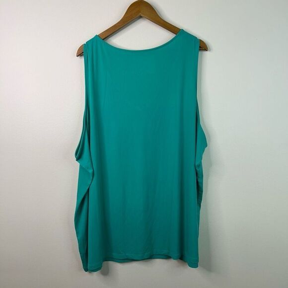 Susan Graver Liquid Knit Green V-Neck Tank Top Plus Size 5X Stretch Sleeveless - Picture 5 of 8